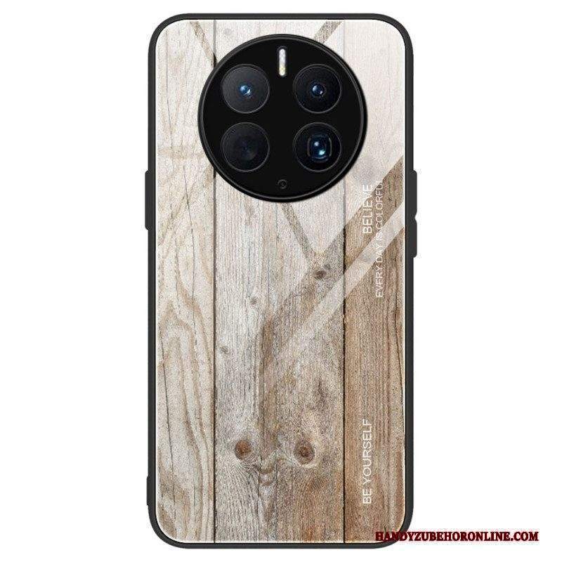 Cover Huawei Mate 50 Pro Design In Legno Vetro Temperato