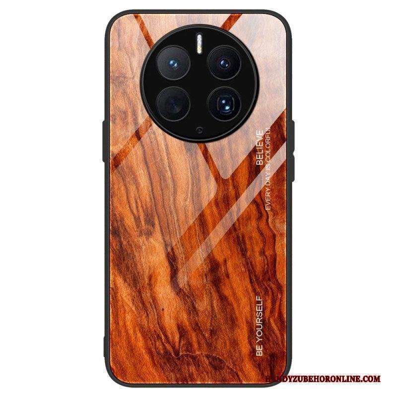 Cover Huawei Mate 50 Pro Design In Legno Vetro Temperato