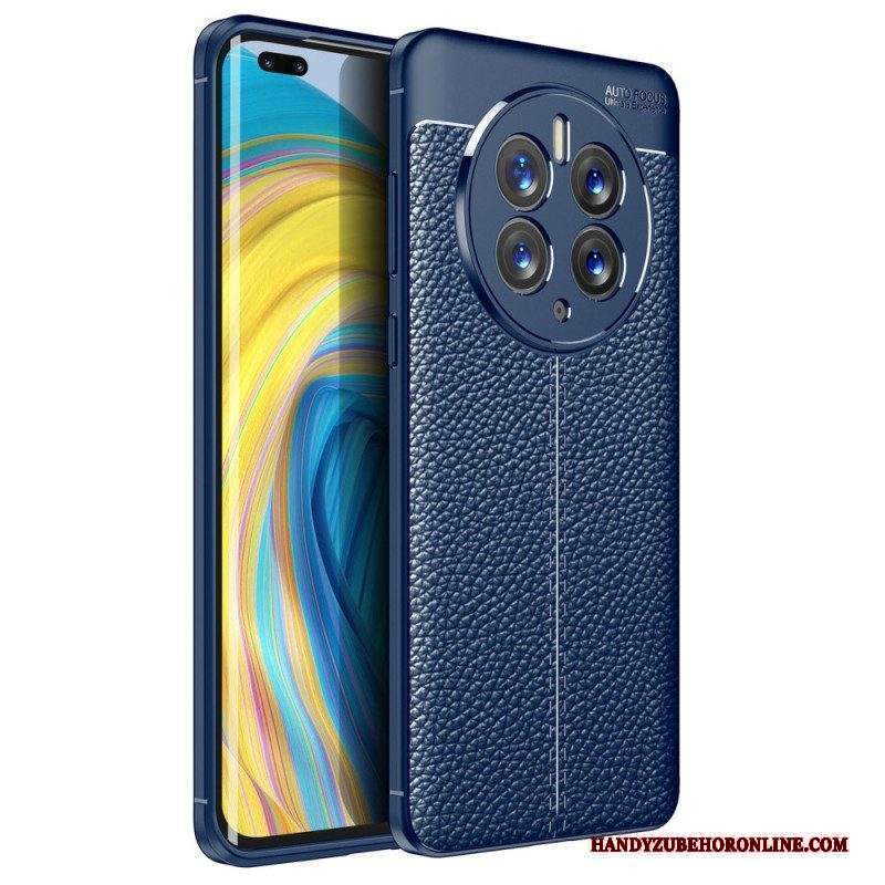 Cover Huawei Mate 50 Pro Doppia Linea Litchi Effetto Pelle