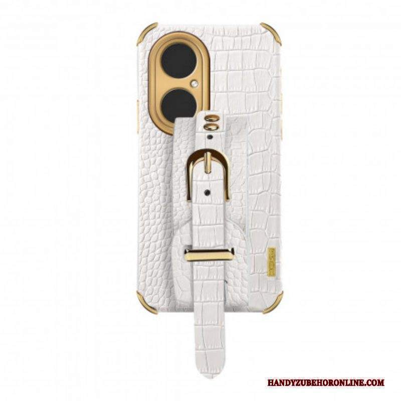 Cover Huawei P50 Pro Cinturino In Cocco