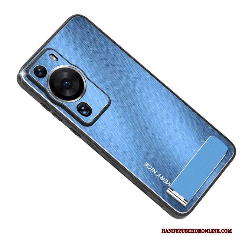 Cover Huawei P60 Pro Alluminio Spazzolato Con Supporto