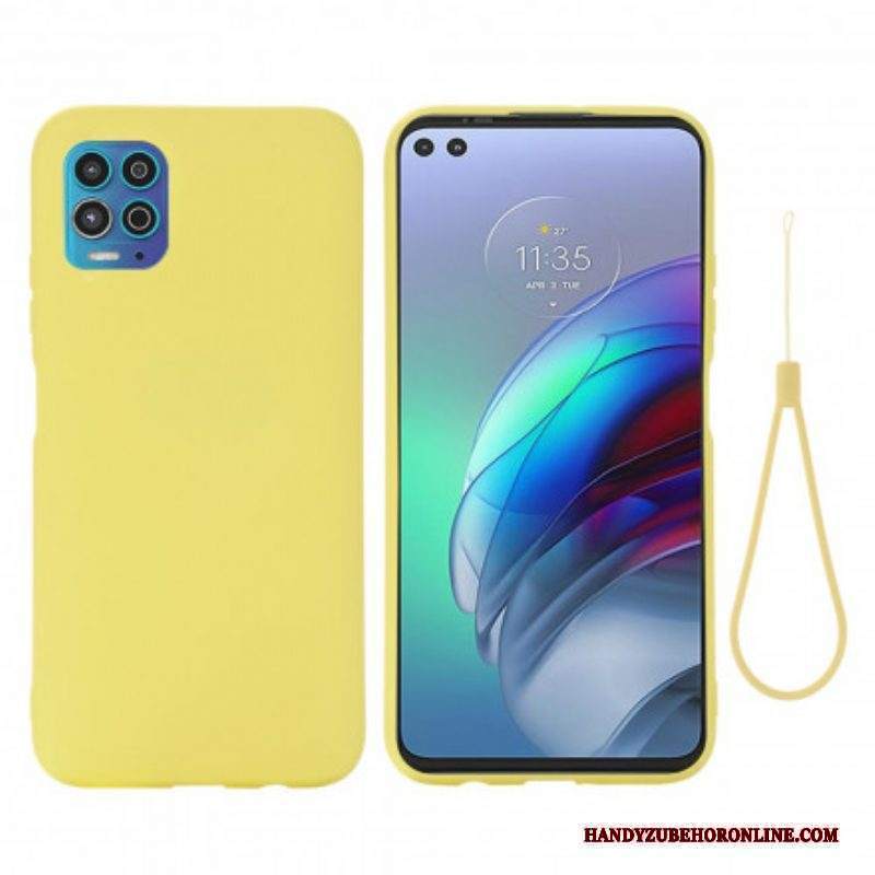 Cover Moto G100 Silicone Liquido Con Cordino