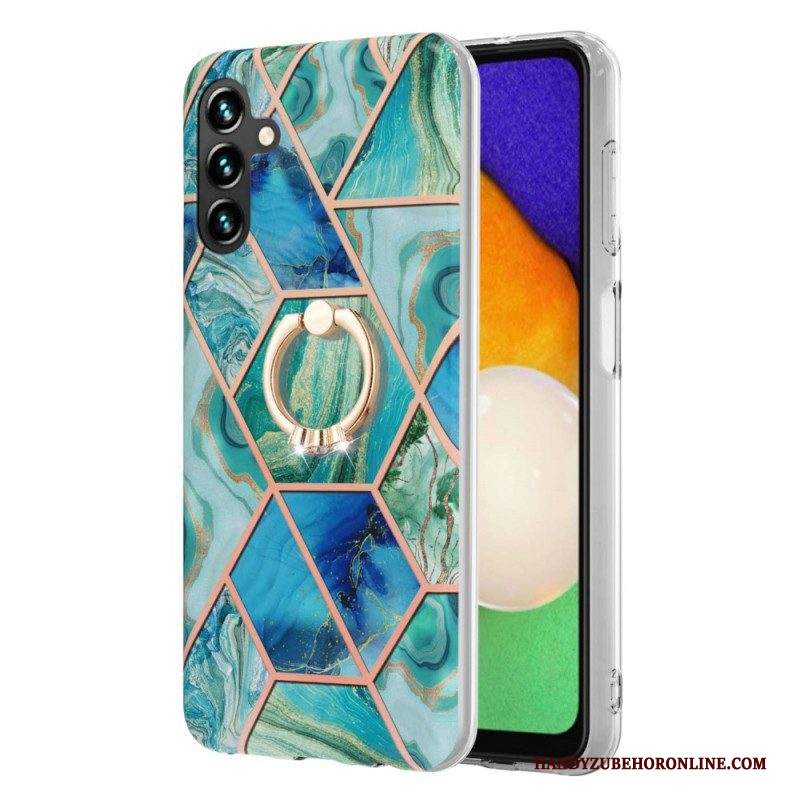 Cover Samsung Galaxy A13 5G / A04s Marmo Geometrico Con Supporto Ad Anello