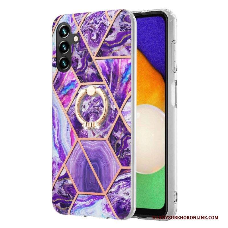 Cover Samsung Galaxy A13 5G / A04s Marmo Geometrico Con Supporto Ad Anello