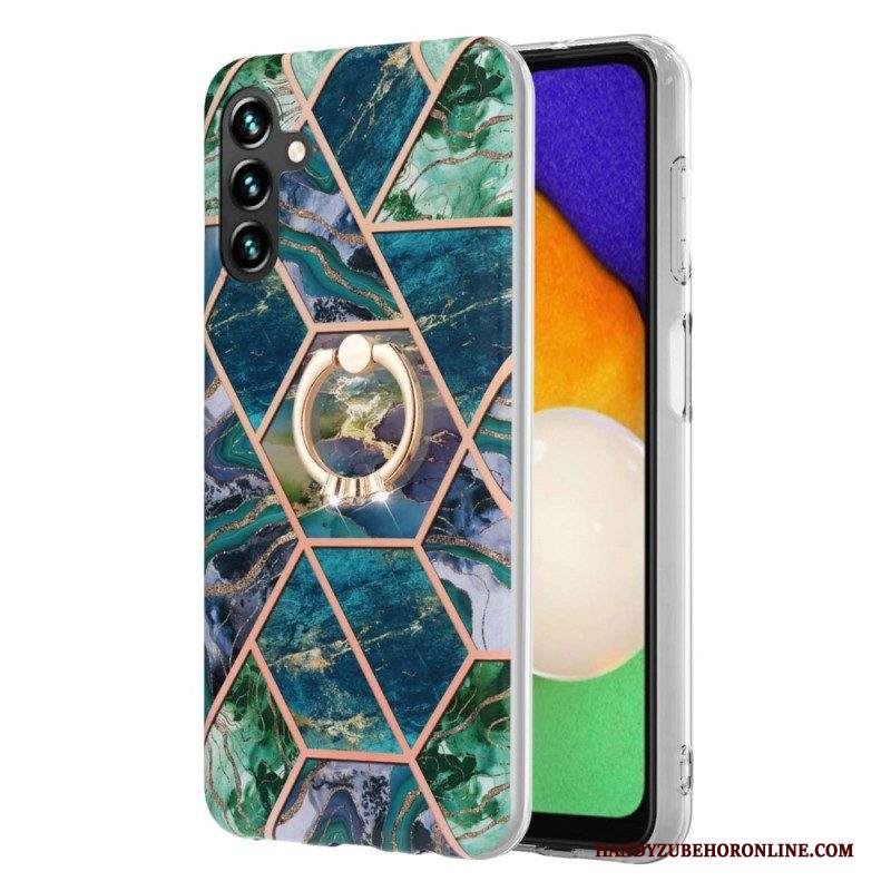 Cover Samsung Galaxy A13 5G / A04s Marmo Geometrico Con Supporto Ad Anello