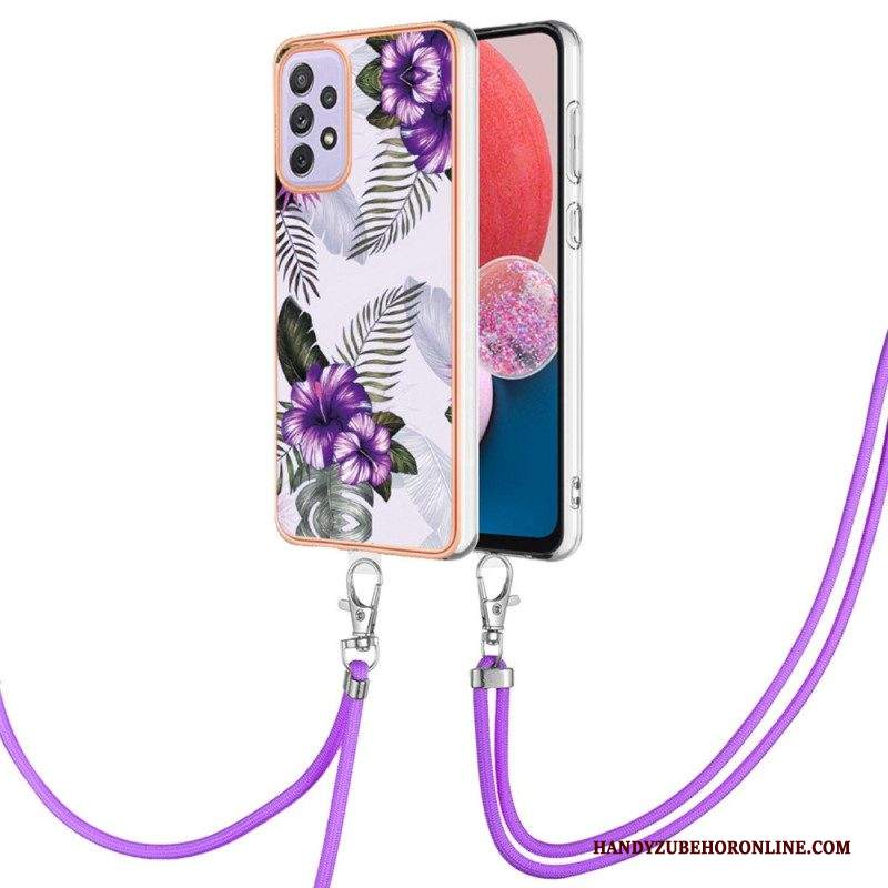 Cover Samsung Galaxy A13 Con Cordoncino Di Fiori