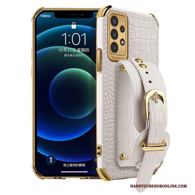 Cover Samsung Galaxy A13 Stile Coccodrillo Con Cinturino Di Supporto