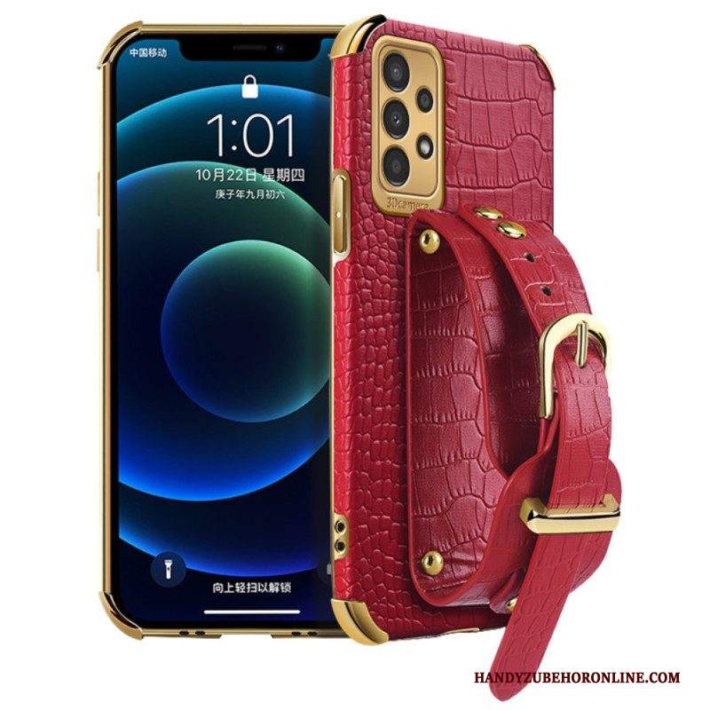 Cover Samsung Galaxy A13 Stile Coccodrillo Con Cinturino Di Supporto