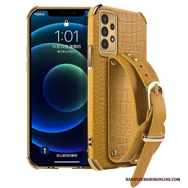 Cover Samsung Galaxy A13 Stile Coccodrillo Con Cinturino Di Supporto