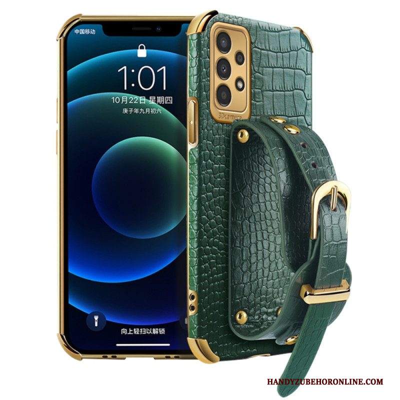 Cover Samsung Galaxy A13 Stile Coccodrillo Con Cinturino Di Supporto