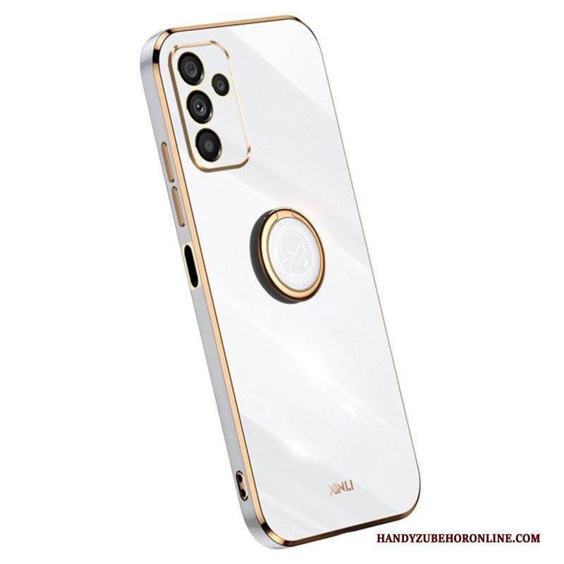 Cover Samsung Galaxy A14 / A14 5G Bordi Dorati Con Supporto Ad Anello