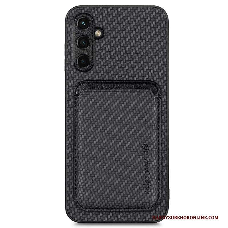 Cover Samsung Galaxy A14 / A14 5G Portacarte Staccabile In Fibra Di Carbonio