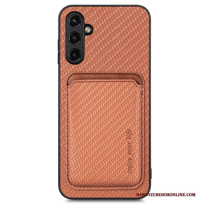 Cover Samsung Galaxy A14 / A14 5G Portacarte Staccabile In Fibra Di Carbonio