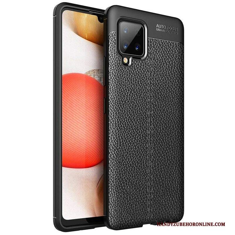 Cover Samsung Galaxy A42 5G Doppia Linea Litchi Effetto Pelle