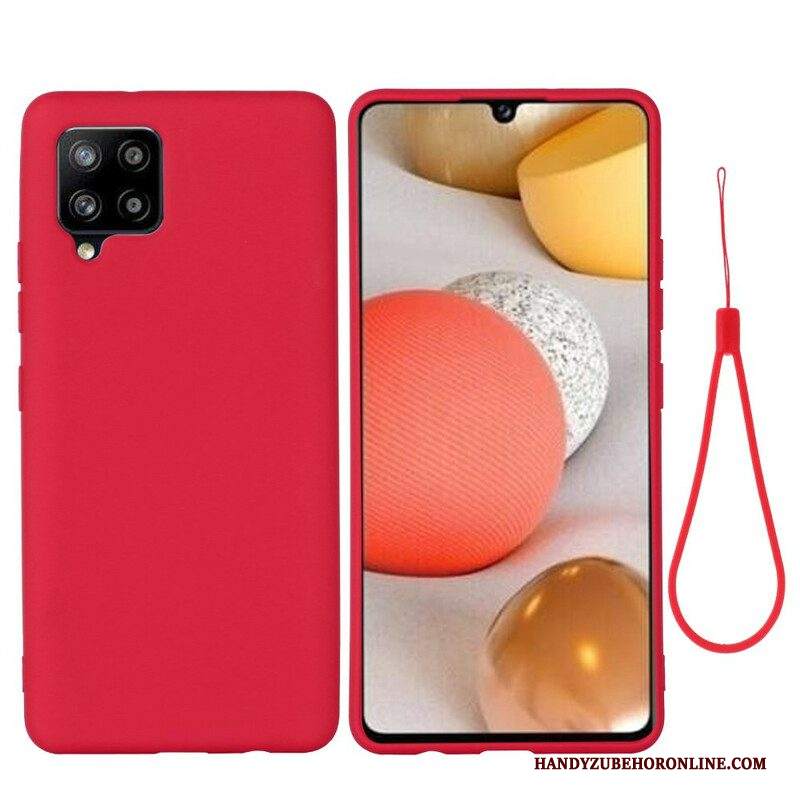 Cover Samsung Galaxy A42 5G Silicone Liquido Con Cordino