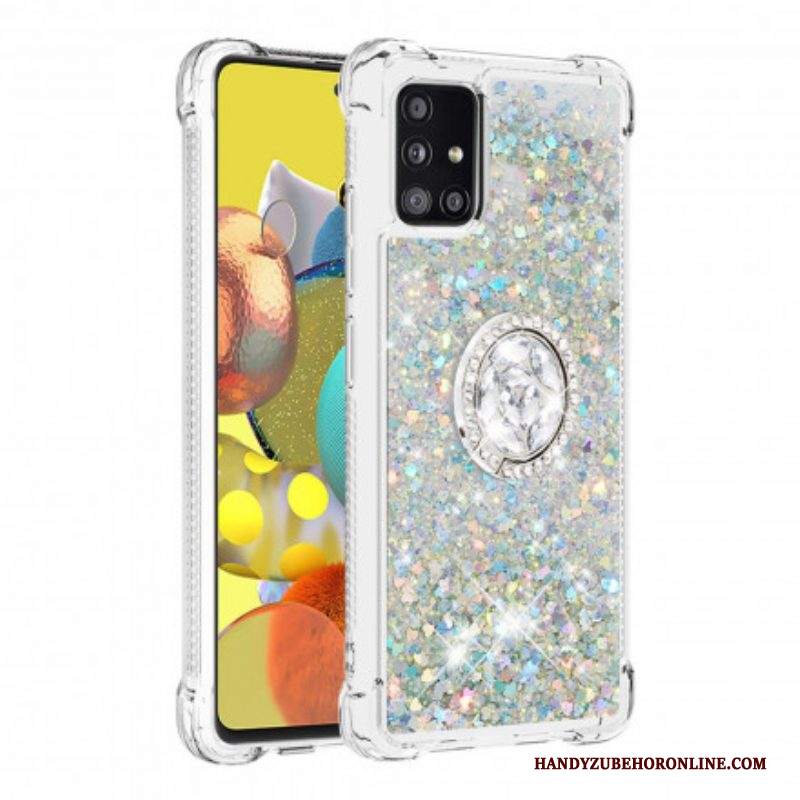 Cover Samsung Galaxy A51 5G Paillettes Con Supporto Ad Anello