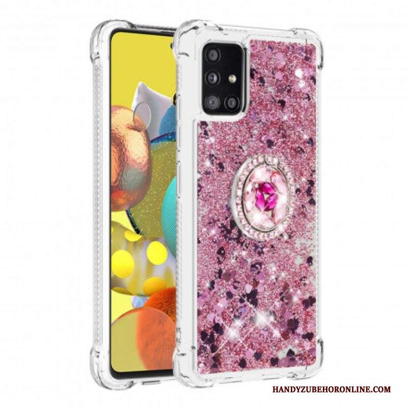 Cover Samsung Galaxy A51 5G Paillettes Con Supporto Ad Anello