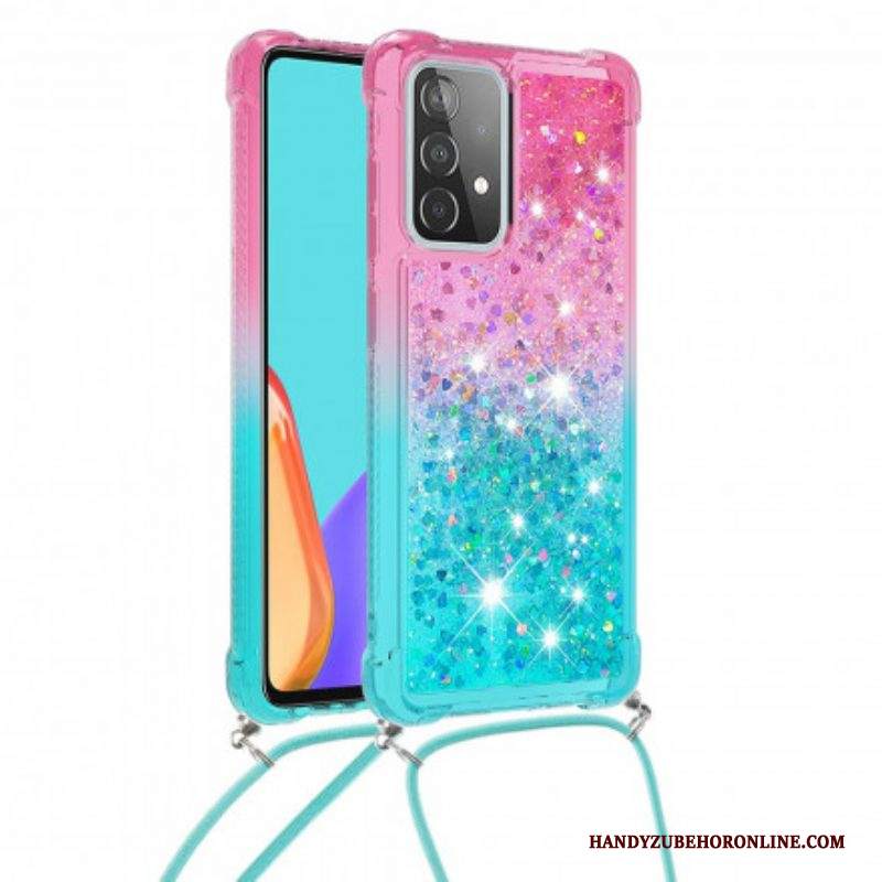 Cover Samsung Galaxy A52 4G / A52 5G / A52s 5G Paillettes E Cordoncino In Silicone