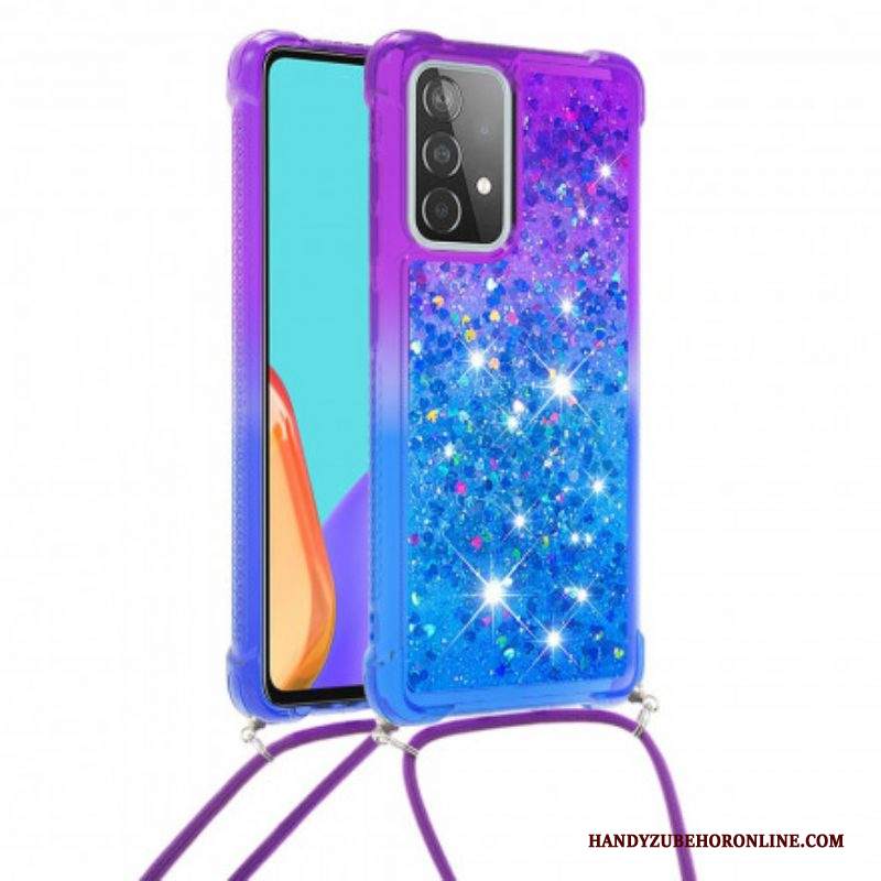 Cover Samsung Galaxy A52 4G / A52 5G / A52s 5G Paillettes E Cordoncino In Silicone