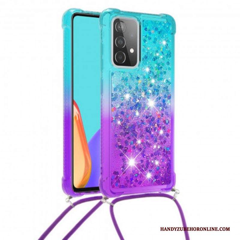 Cover Samsung Galaxy A52 4G / A52 5G / A52s 5G Paillettes E Cordoncino In Silicone