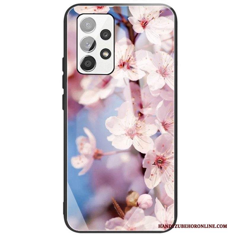 Cover Samsung Galaxy A53 5G Fiori In Vetro Temperato