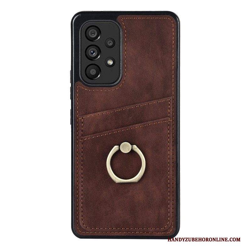 Cover Samsung Galaxy A53 5G Staffa Ad Anello Vintage E Portacarte