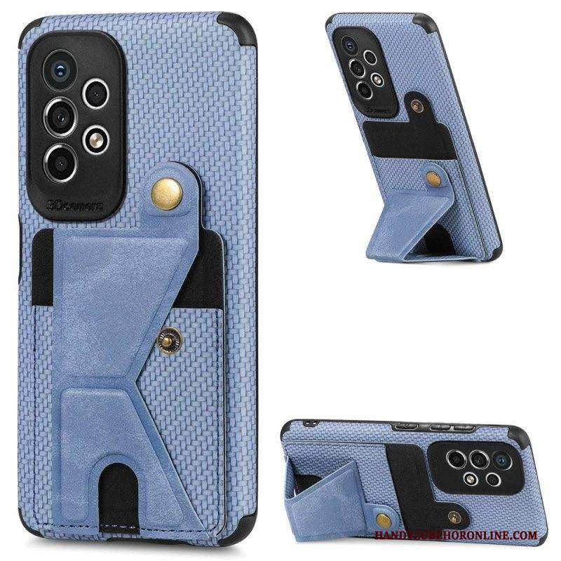 Cover Samsung Galaxy A53 5G Staffa Porta Carte In Fibra Di Carbonio