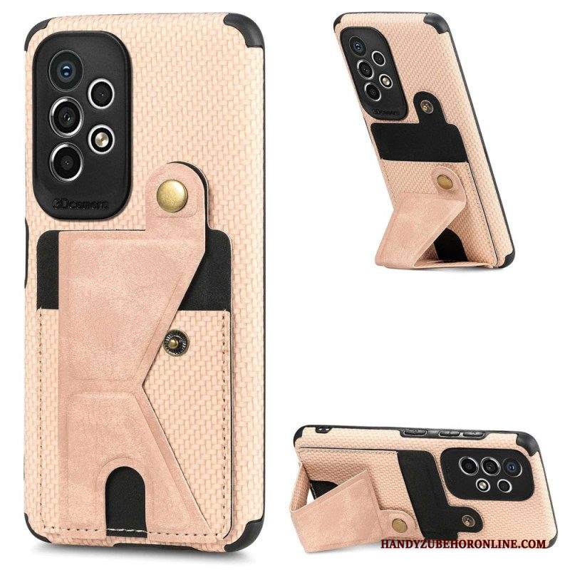 Cover Samsung Galaxy A53 5G Staffa Porta Carte In Fibra Di Carbonio