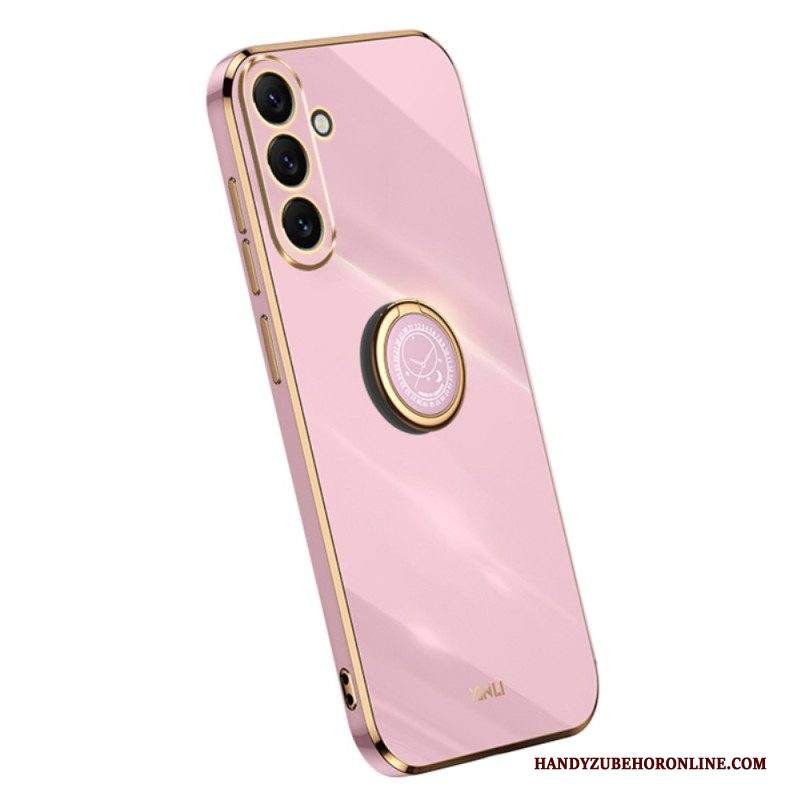 Cover Samsung Galaxy A54 5G Bordi Dorati Con Supporto Ad Anello