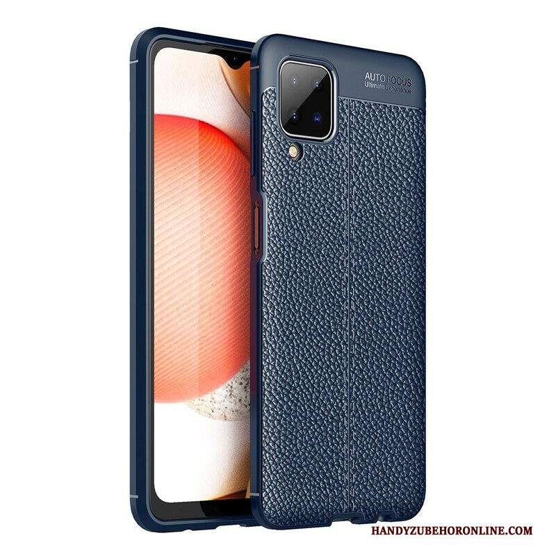 Cover Samsung Galaxy M12 / A12 Doppia Linea Litchi Effetto Pelle