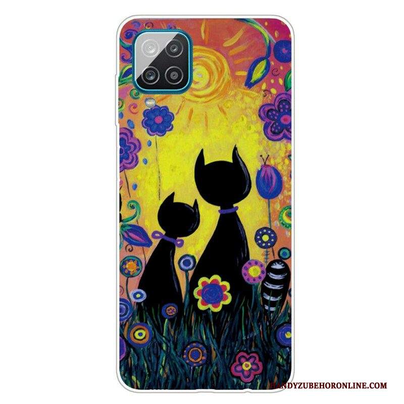 Cover Samsung Galaxy M12 / A12 Gatto Dei Cartoni Animati