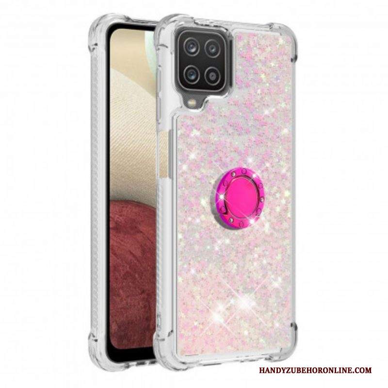 Cover Samsung Galaxy M12 / A12 Paillettes Con Supporto Ad Anello