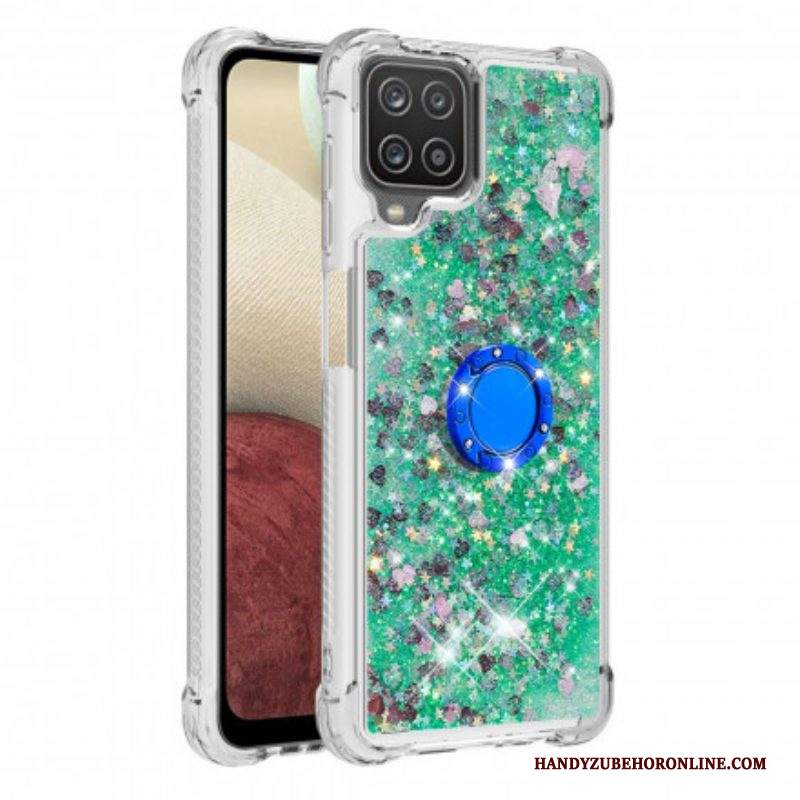 Cover Samsung Galaxy M12 / A12 Paillettes Con Supporto Ad Anello