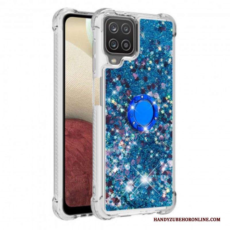 Cover Samsung Galaxy M12 / A12 Paillettes Con Supporto Ad Anello