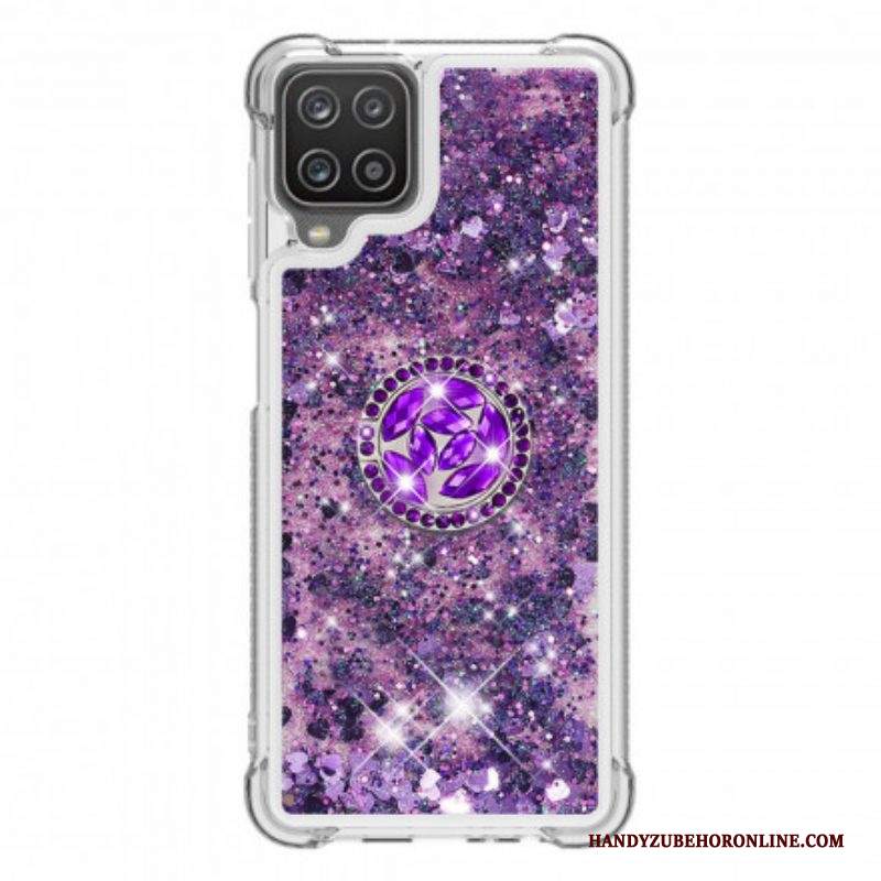 Cover Samsung Galaxy M12 / A12 Paillettes Con Supporto Ad Anello