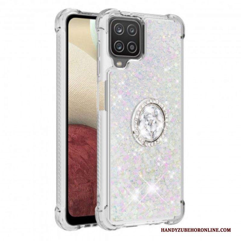 Cover Samsung Galaxy M12 / A12 Paillettes Con Supporto Ad Anello