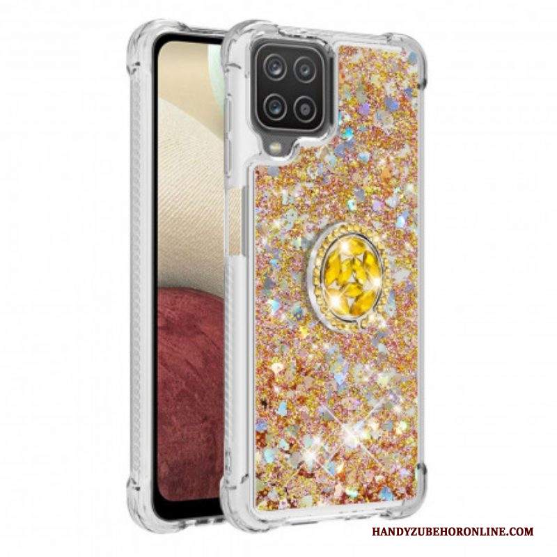 Cover Samsung Galaxy M12 / A12 Paillettes Con Supporto Ad Anello