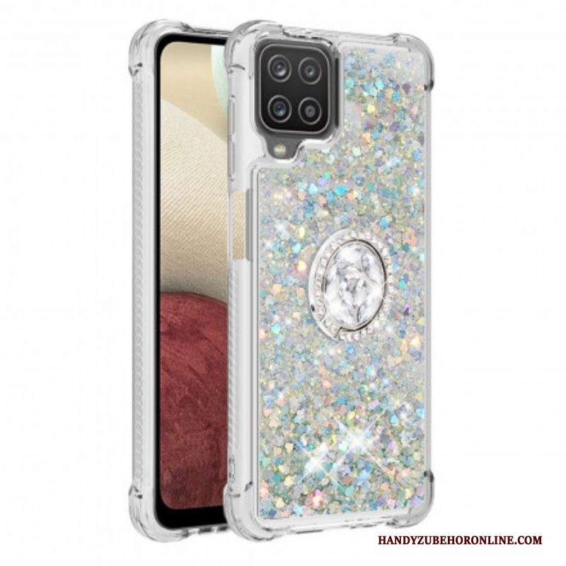 Cover Samsung Galaxy M12 / A12 Paillettes Con Supporto Ad Anello