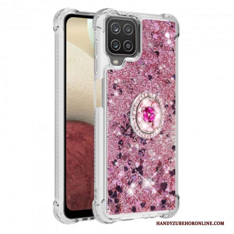 Cover Samsung Galaxy M12 / A12 Paillettes Con Supporto Ad Anello