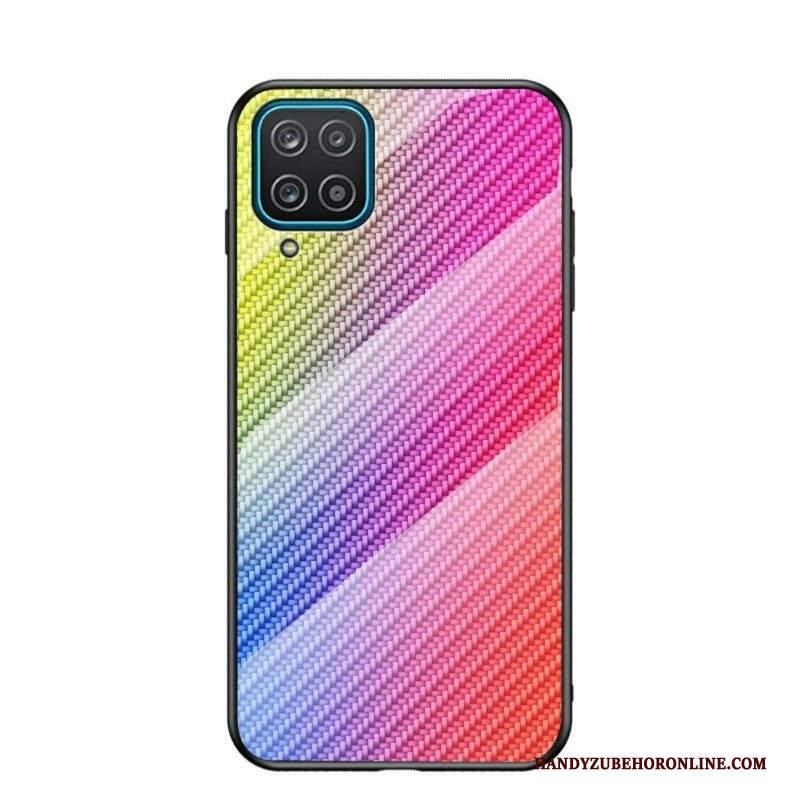 Cover Samsung Galaxy M12 / A12 Vetro Temperato In Fibra Di Carbonio