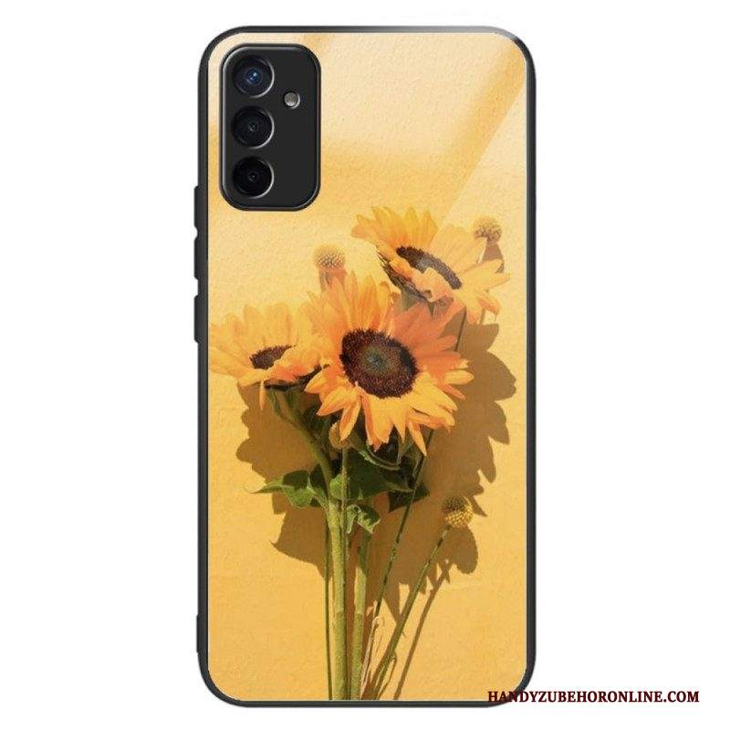 Cover Samsung Galaxy M13 Fiori Di Sole In Vetro Temperato