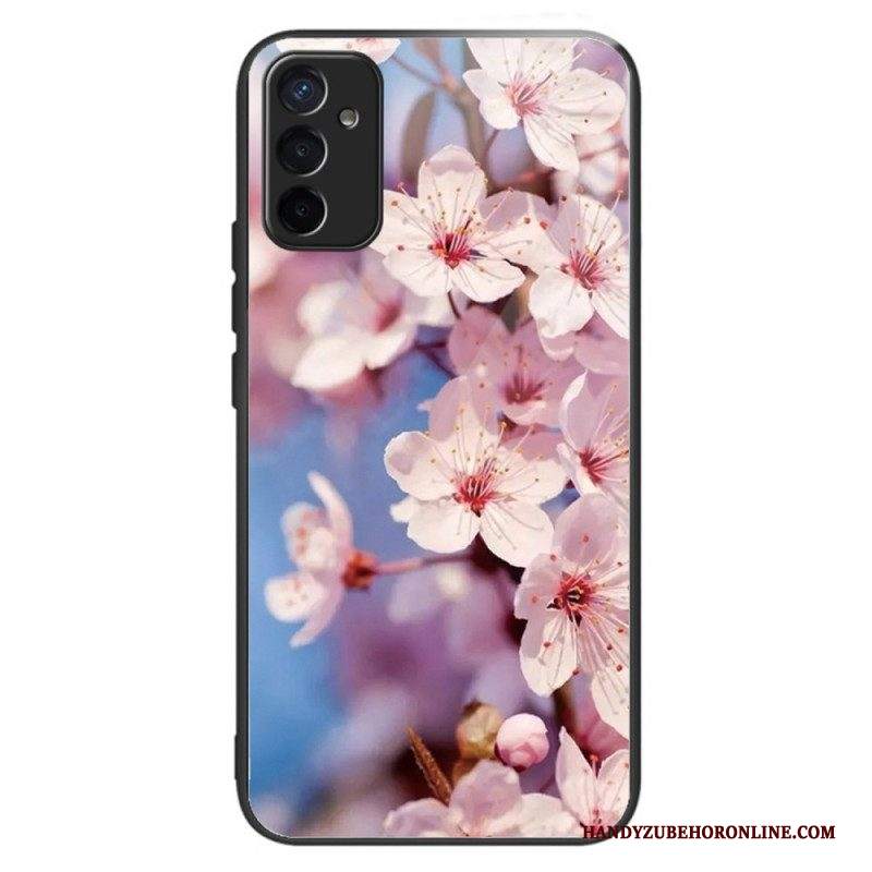 Cover Samsung Galaxy M13 Fiori In Vetro Temperato