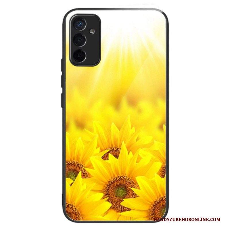 Cover Samsung Galaxy M13 Girasoli In Vetro Temperato