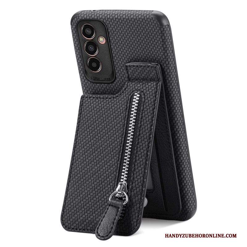 Cover Samsung Galaxy M13 Staffa Porta Carte In Fibra Di Carbonio