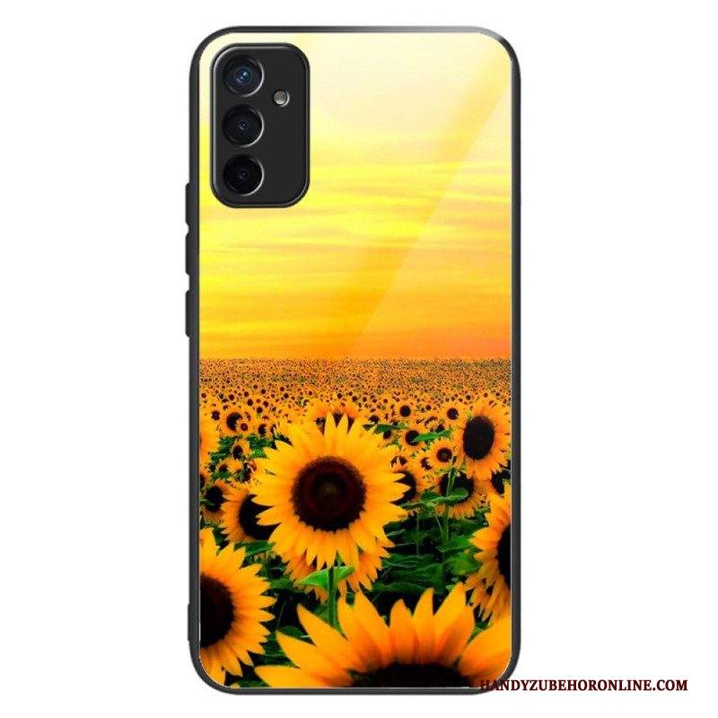 Cover Samsung Galaxy M13 Variazione Girasoli In Vetro Temperato