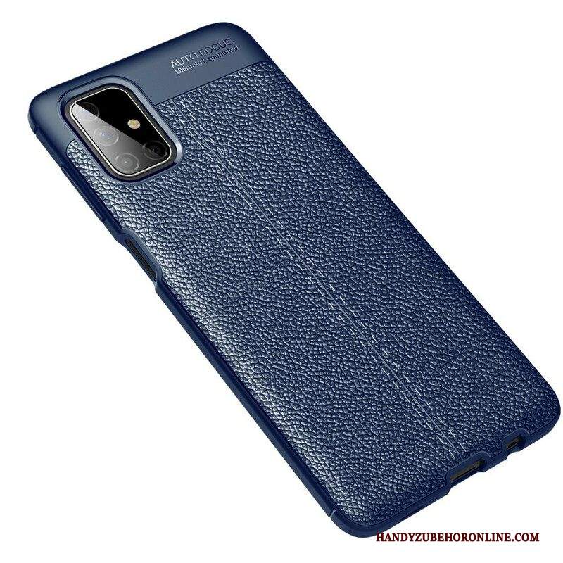 Cover Samsung Galaxy M51 Doppia Linea Litchi Effetto Pelle