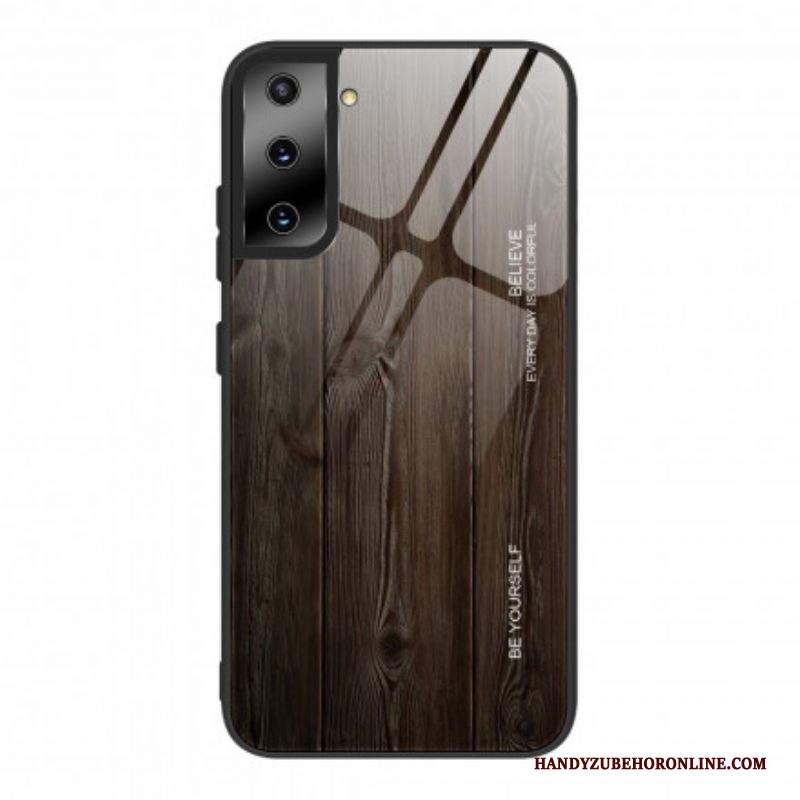 Cover Samsung Galaxy S21 5G Design In Legno Vetro Temperato