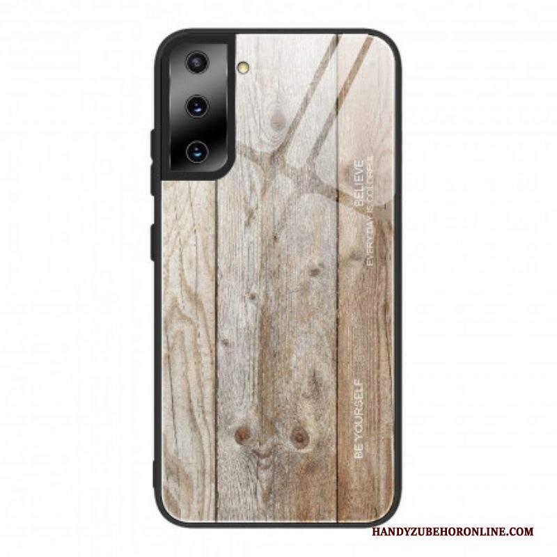 Cover Samsung Galaxy S21 5G Design In Legno Vetro Temperato