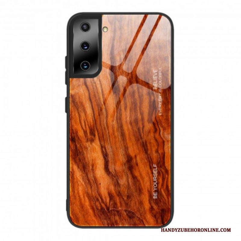 Cover Samsung Galaxy S21 5G Design In Legno Vetro Temperato