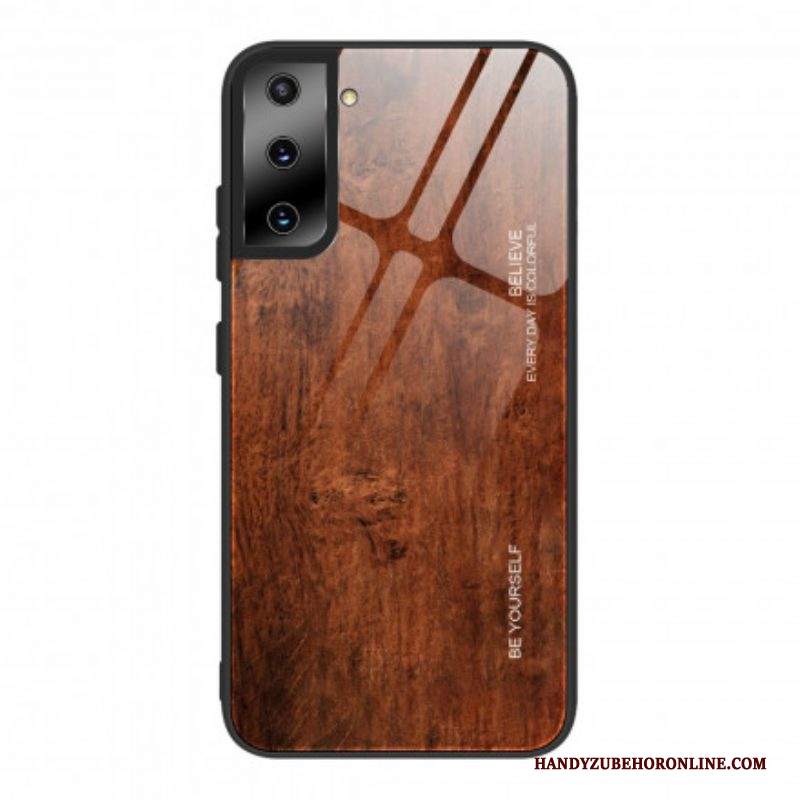 Cover Samsung Galaxy S21 5G Design In Legno Vetro Temperato